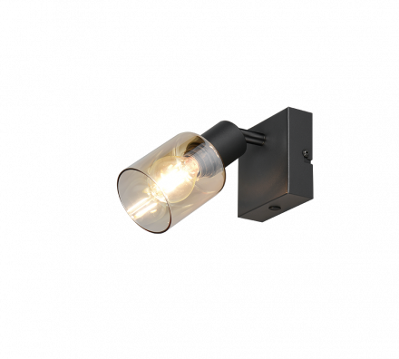 Trio Lighting Μονό Spot 1xE14 CADIZ Μαύρο Ματ Μέταλλο-Γυαλί