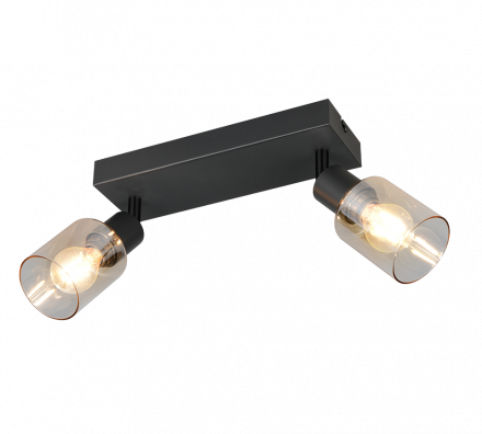 Trio Lighting Διπλό Spot 2xE14 CADIZ Μαύρο Ματ Μέταλλο-Γυαλί