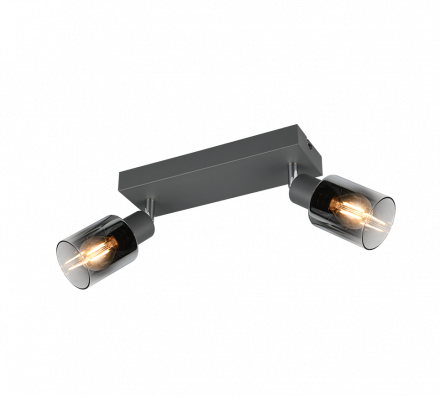 Trio Lighting Διπλό Spot 2xE14 CADIZ Ανθρακί Μέταλλο-Γυαλί