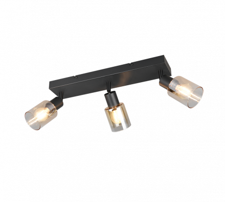 Trio Lighting Τριπλό Spot 3xE14 CADIZ Μαύρο Ματ Μέταλλο-Γυαλί