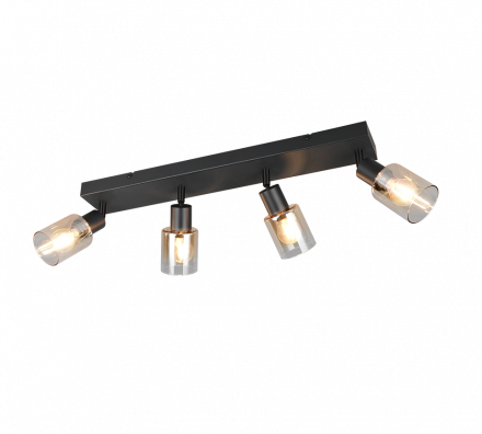 Trio Lighting Τετραπλό Spot 4xE14 CADIZ Μαύρο Ματ Μέταλλο-Γυαλί
