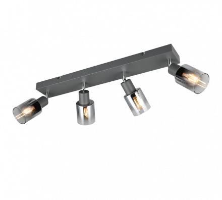 Trio Lighting Τετραπλό Spot 4xE14 CADIZ Ανθρακί Μέταλλο-Γυαλί