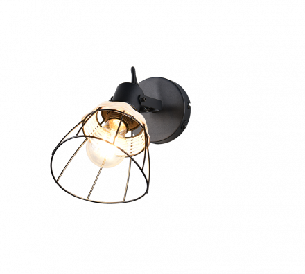 Trio Lighting Επίτοιχο Φωτιστικό 1xE27 JEROME Μαύρο Ματ Μέταλλο-Rattan
