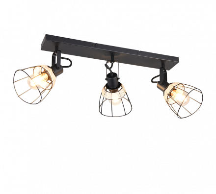 Trio Lighting Τριπλό Spot 3xE27 JEROME Μαύρο Ματ Μέταλλο-Rattan