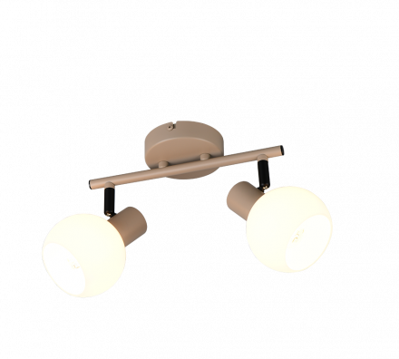 Trio Lighting Διπλό Spot 2xE14 BOBA Μπεζ Μέταλλο-Λευκό Γυαλί