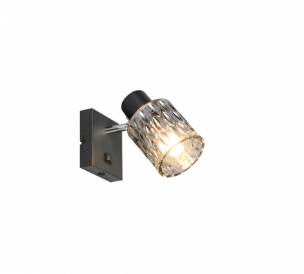 Trio Lighting Μονό Spot 1xE27 JACK Μαύρο Ματ Μέταλλο-Smoke Γυαλί
