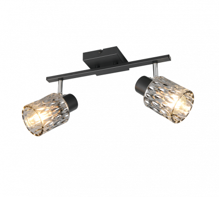 Trio Lighting Διπλό Spot 2xE27 JACK Μαύρο Ματ Μέταλλο-Smoke Γυαλί