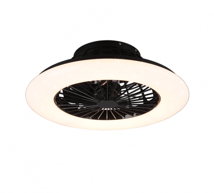 Trio Lighting Ανεμιστήρας Οροφής Με Φως LED 30W ∅50 Πλαστικός STRALSUND Μαύρο