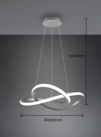 Trio Lighting Κρεμαστό Φωτιστικό LED 27W COURSE Nickel Mat