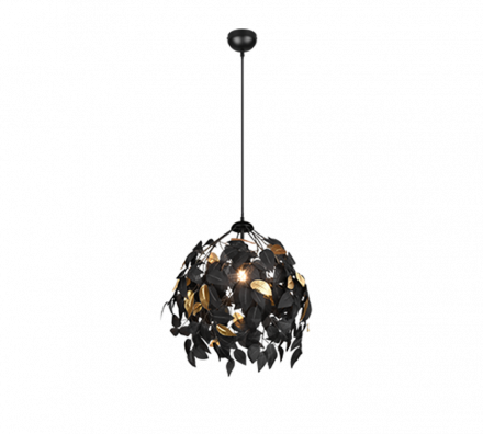 Trio Lighting Κρεμαστό Φωτιστικό 1xE27 Μεταλλικό LEAVY Μαύρο