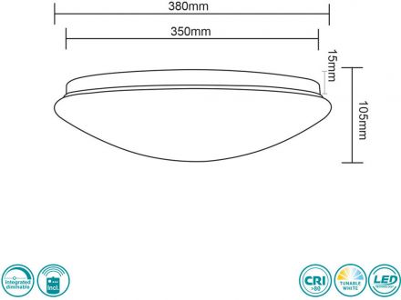 RL Πλαφονιέρα Οροφής LED 18W Πλαστική LUKIDA Λευκή Dimmable