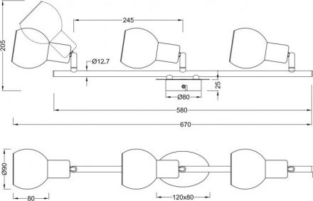 Trio Lighting Spot LED 3xE14 Μεταλλικό BREST