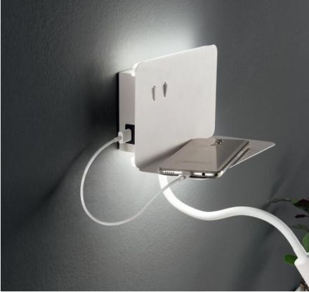 Απλίκα Με Σποτ LED 4,5W+3W+USB Stan Λευκή