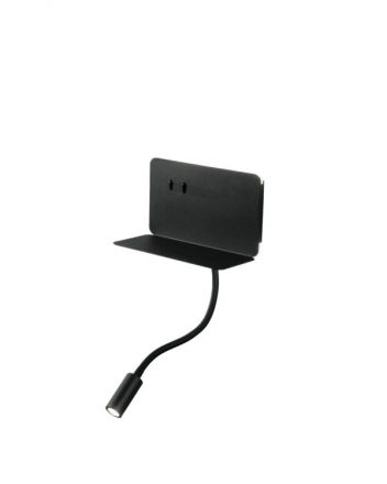 Ondaluce Απλίκα Με Σποτ LED 4,5W+3W+USB Stan Μαύρη