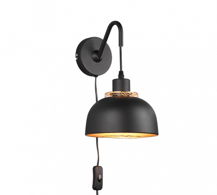 Trio Lighting Απλίκα Τοίχου LED 1xE27 PUNCH Μεταλλικό Μαύρο Ματ