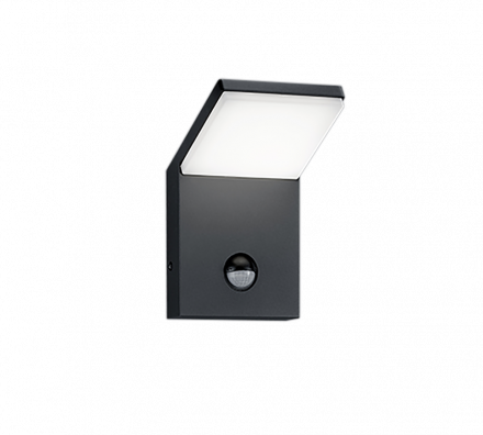 Trio Lighting Απλίκα Τοίχου LED 8W PEATrio Lighting Ανθρακί IP54 Με Αισθητήρα Κίνησης