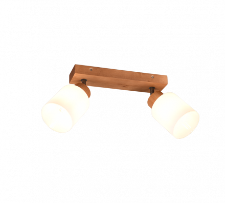 Trio Lighting Διπλό Σποτ LED 2xE14 ASSAM Ξύλο/Γυαλί