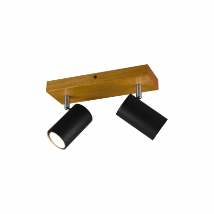 Trio Lighting Επίτοιχο Διπλό Σποτ LED 2xGU10 MARLEY Ξύλο/Μέταλλο