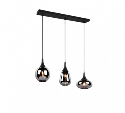 Trio Lighting Κρεμαστό Φωτιστικό Ράγα LED 3xE14 LUMINA Μέταλλο/Γυαλί