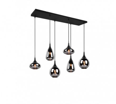 Trio Lighting Κρεμαστό Φωτιστικό Ράγα LED 6xE14 LUMINA Μέταλλο/Γυαλί