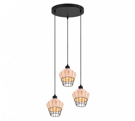 Trio Lighting Κρεμαστό Φωτιστικό Ροζέτα LED 3xE27 BORKA Rattan