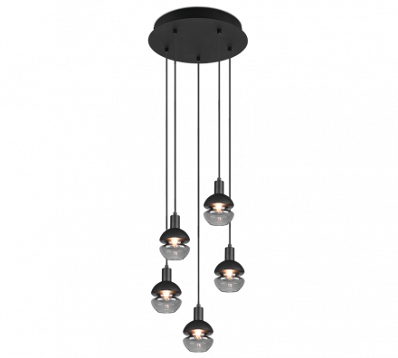 Trio Lighting Κρεμαστό Πολύφωτο LED 5xE14 MELA Μέταλλο/Γυαλί