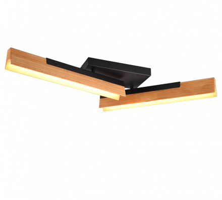 Trio Lighting Πλαφονιέρα LED 2x12.5W KERALA Ξύλινη Dimmable