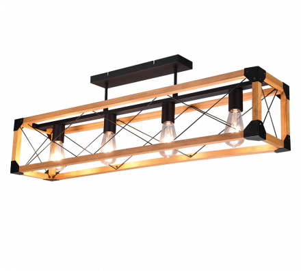 Trio Lighting Πλαφονιέρα LED 4xE27 TENALI Ξύλο/Μέταλλο