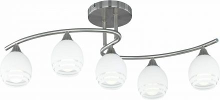 Trio Lighting Πλαφονιέρα LED 5xE14 Μέταλλο-Γυαλί CURVA