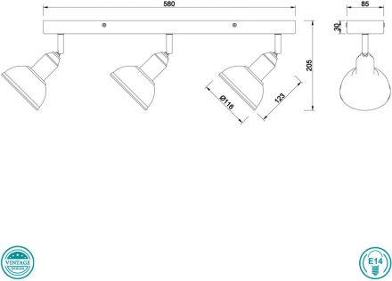 Trio Lighting Spot LED 3xE14 Μέταλλο DELHI