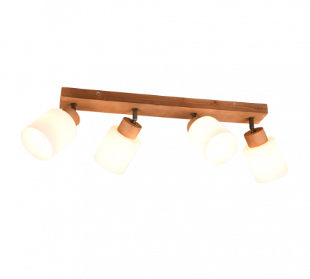 Trio Lighting Τετραπλό Σποτ LED 4xE14 ASSAM Ξύλο/Γυαλί