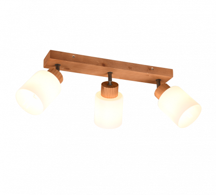 Trio Lighting Τριπλό Σποτ LED 3xE14 ASSAM Ξύλο/Γυαλί