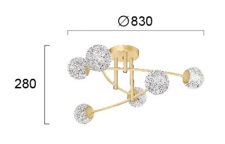 Viokef Φωτιστικό Οροφής Diamond LED 6xG9 Ακρυλικό Χρυσό