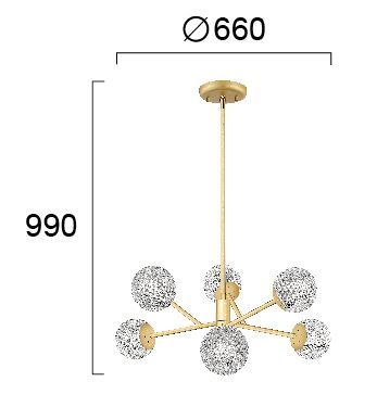 Viokef Κρεμαστό Φωτιστικό Diamond LED 6xG9 Ακρυλικό Χρυσό