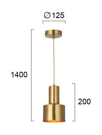 Viokef Κρεμαστό Φωτιστικό Solo LED 1xE27 Μέταλλο Brass