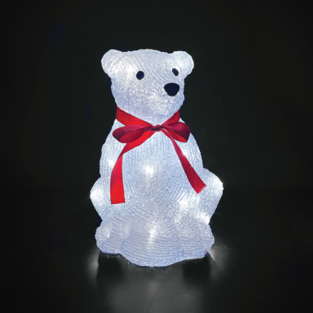Ακρυλική Αρκούδα 30 LED Λευκά IP44 22,5x22x30cm