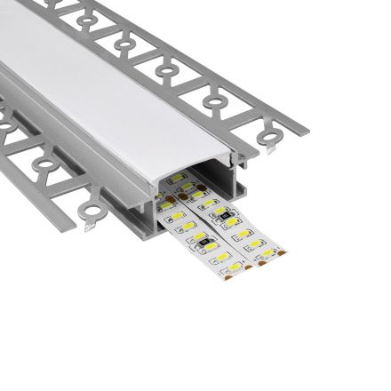 ALP-PLASTERIN GYPSO Trimless Προφίλ Αλουμινίου Ταινίας LED με Λευκό Γαλακτερό Κάλυμμα - Πατητό Κάλυμμα - Ασημί - 1 Μέτρο 