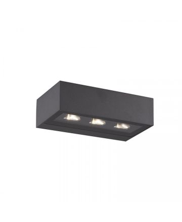 Zambelis Lights Επίτοιχο Φωτιστικό LED 3x4.5W Ασύμετρη Γωνία Δέσμης 3000K Γραφίτης IP54