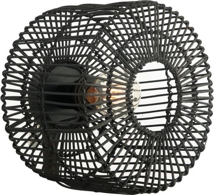 Zambelis Lights Φωτιστικό Απλίκα E27 Rattan Μαύρο