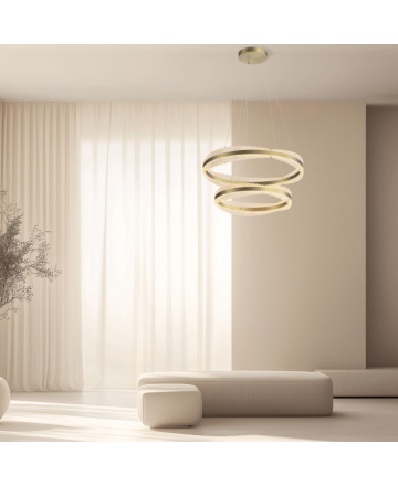 Κρεμαστό Φωτιστικό LED 118W 7400lm 3000K - TRIAC Dimmable - Χρυσό Μέταλλο-Κρύσταλλο