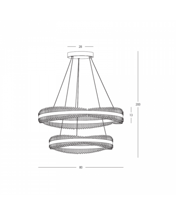 Κρεμαστό Φωτιστικό LED 118W 7400lm 3000K - TRIAC Dimmable - Χρυσό Μέταλλο-Κρύσταλλο