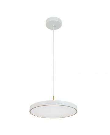 Κρεμαστό Φωτιστικό LED 17W 3000K Λευκό Ματ-Ορείχαλκο