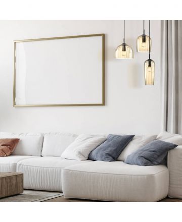 Κρεμαστό Φωτιστικό LED 1xE14 Μέταλλο/Γυαλί Champagne/Μαύρο Ματ