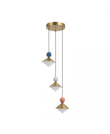 Zambelis Lights Κρεμαστό Φωτιστικό LED 20W 3000K Κεραμικό-Γυαλί-Μέταλλο Ορείχαλκος
