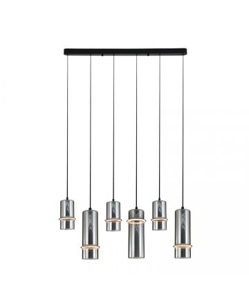 Zambelis Lights Κρεμαστό Φωτιστικό LED 26W 3000K Φιμέ Γυαλί-Μαύρο