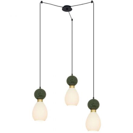 Zambelis Lights Κρεμαστό Φωτιστικό LED 3xE14 Μάρμαρο Πράσινο 23246