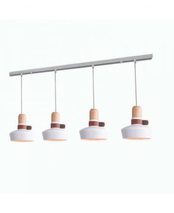 Zambelis Lights Κρεμαστό Φωτιστικό LED 4x7W Ράγα Λευκό/Ξύλο 1993-W