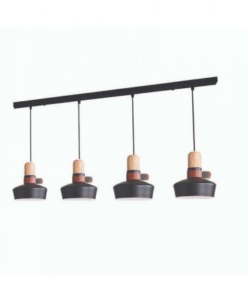 Zambelis Lights Κρεμαστό Φωτιστικό LED 4x7W Ράγα Μαύρο/Ξύλο 1993-B
