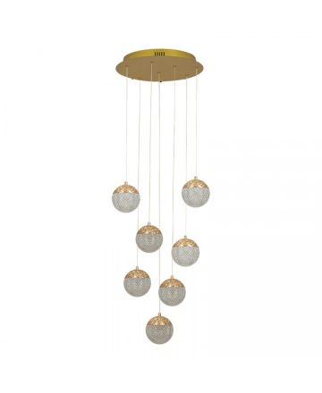 Zambelis Lights Κρεμαστό Φωτιστικό LED 52W 3000K TRIAC Χρυσό Αλουμίνιο