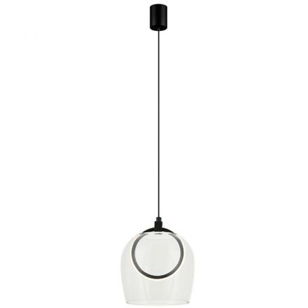 Κρεμαστό Φωτιστικό LED 6W 3000K 639Lm Μαύρο - Διάφανο Γυαλί